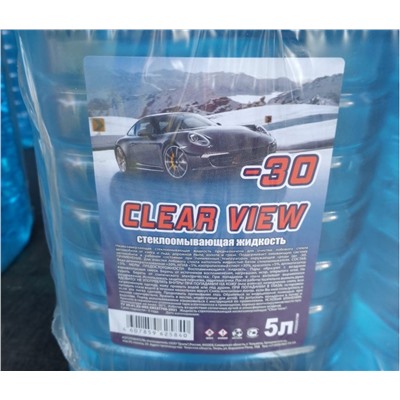 Стеклоомывающая жидкость для автомобиля -30 (кристаллизация -18) CLEAR VIEW 5 л, зимняя / Омывающая жидкость для стекол, фар и зеркал / Незамерзайка для машины / Омывайка для авто, clearB