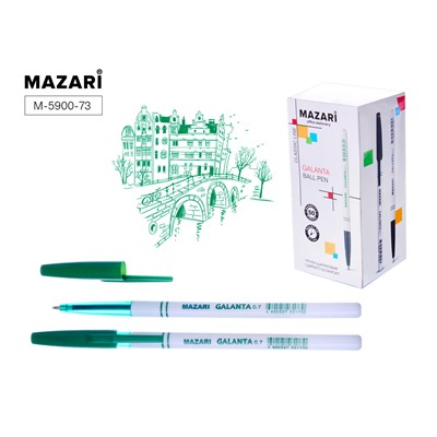 Ручка шариковая Mazari GALANTA зеленая 0.7мм стержень 139 мм M-5900-73/50/Китай