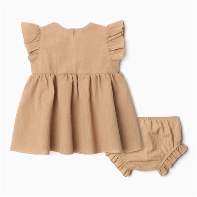 Комплект для девочки (туника,шорты) MINAKU, цвет бежевый, размер 68-74