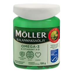 Рыбий жир с витаминами А и Д Moller Omega-3 & Vitamiinit A-D 120 кап