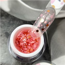 Patrisa Nail, BUBBLE GEL Pinky гель для дизайна c крупным глиттером , 5 гр