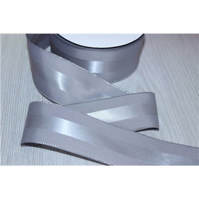 Декоративная лента с люрексом (серый, серебро), 38мм * 10 ярдов(+-1)
