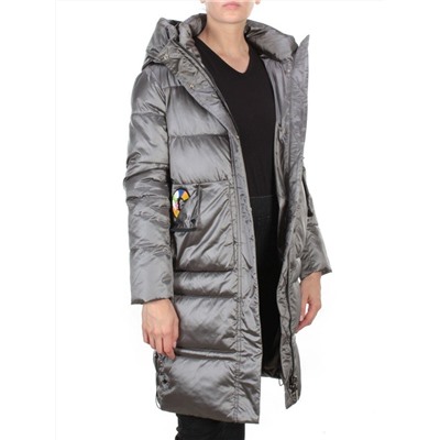 9106 DARK GREY Пальто зимнее женское  FLOWEROVE (200 гр. холлофайбера) размер M - 48 российский