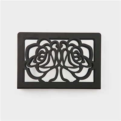 Салфетница Доляна «Цветы», 15×4×10 см, цвет чёрный