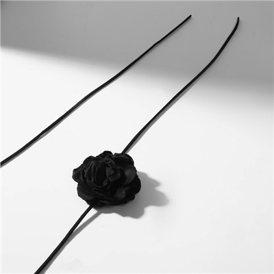 Чокер «Танго» цветок на шнурке, роза тренд, цвет чёрный