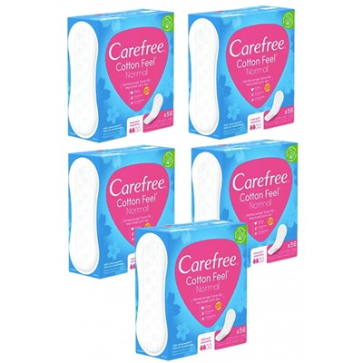 Carefree Slipeinlage Cotton Feel Normal 56 St, Прокладки ежедневные Cotton Normal 56 шт, 5 упаковок (280 шт)