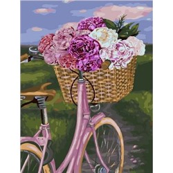 Картина по номерам 40х50 - Велосипед с корзиной цветов