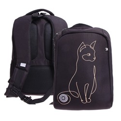 Рюкзак школьный, 39 х 26 х 17 см, Grizzly 366, эргономичная спинка, чёрный RG-366-2_1