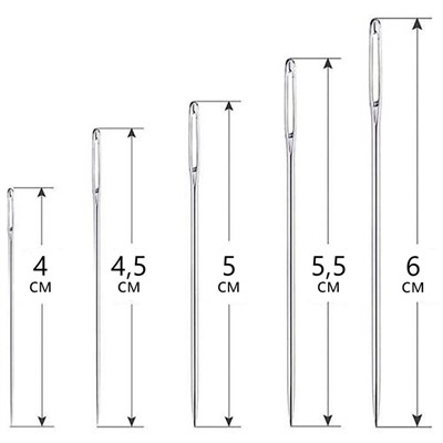 Иглы для вышивания «Ассорти», d = 0,85 / 1,05 / 1,25 мм, 4 - 6 см, 25 шт
