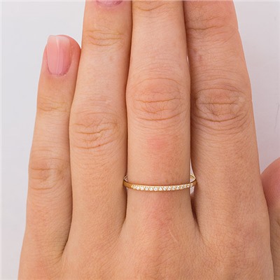 Позолоченное кольцо с бесцветными фианитами -  1027 - п