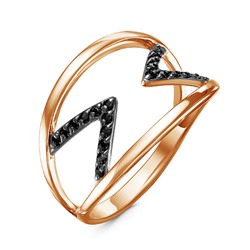 Золотое кольцо с черными фианитами - 627