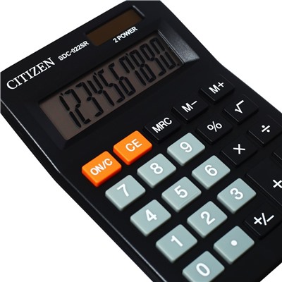 Калькулятор настольный Citizen "SDC-022SR", 10-разрядный, 88 х 127 х 23 мм, двойное питание, черный