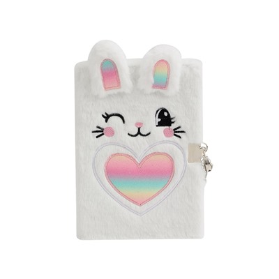 Блокнот плюшевый "Rainbow bunny", white