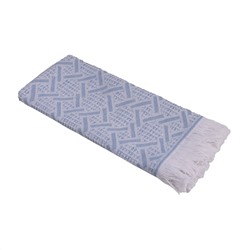 Серо-голубой полотенце вафельное с бахромой 40*60