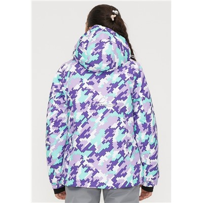 Подростковая для девочки зимняя горнолыжная куртка фиолетового цвета 1774F
