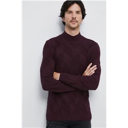 Sweter męski z półgolfem kolor bordowy