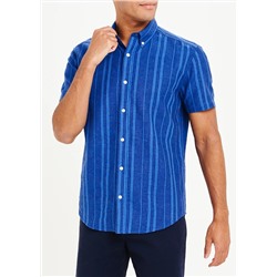 Short Sleeve Stripe Linen Shirt