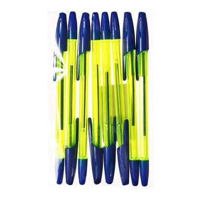 Набор ручек шариковых 8 штук LANCER Office Style 820, узел 1.0 мм, синие чернила на масляной основе, корпус зеленый