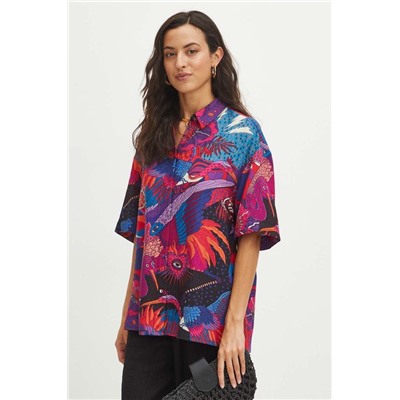 Koszula damska oversize wzorzysta kolor multicolor
