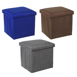 Пуфик-куб складной, ПУ, искусственный лён, картон, 30х30х30см, до 100 кг, 3 цвета