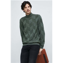 Sweter męski z półgolfem kolor zielony