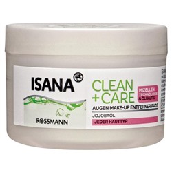 Isana Clean & Care olhaltige Augen Make-up Entferner Pads Подушечки для снятия макияжа с глаз для всех типов кожи 50 шт.