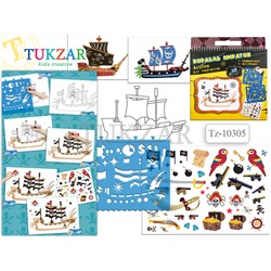Альбом Пиратский корабль трафареты+наклейки TZ10305/12/Китай