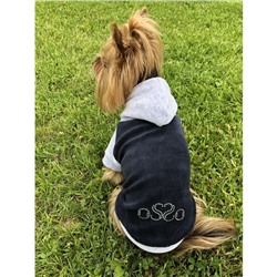 Толстовка с капюшоном Osso для собак, велюр, размер 22 (ДС 22 см, ОГ 32-34 см), графит