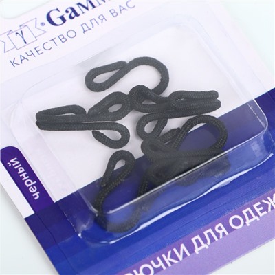 Крючки пришивные для верхней одежды, обтяжные, 36 мм, 3 шт, цвет чёрный