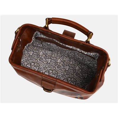 Коньячная кожаная сумка с росписью из натуральной кожи «W0023 Cognac Брамби»