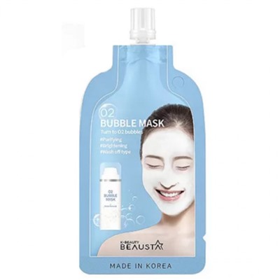 Кислородная маска для лица очищающая O2 Bubble Mask, Beausta, 20 мл