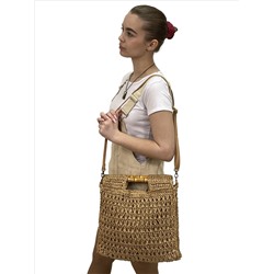 Женская плетеная сумка из джута, с акцентными ручками из бамбука, цвет крафт
