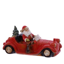 Фигурка декоративная "Дед Мороз на машине" с подсветкой (3xAAA, не прилаг.), L35 W14 H18 см
