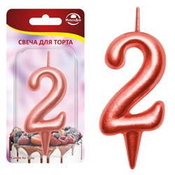 Свеча для торта "Овал" цифра 2 (красный), 8х4х1,2 см