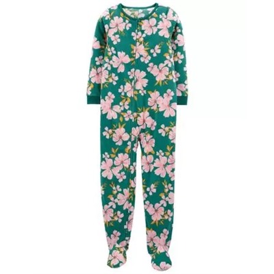 Цельнокроеные пижамы из флиса Footie с цветочным рисунком