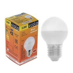 Лампа светодиодная Ecola, E27, 5 Вт, 2700 К, 75x45 мм
