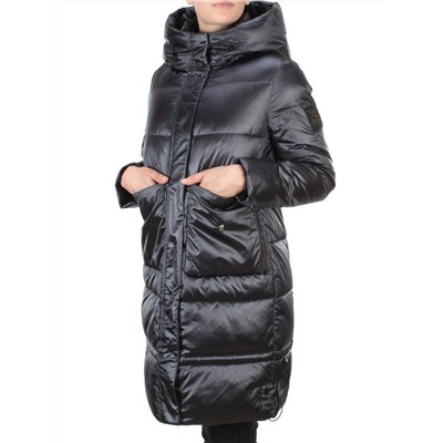 9106 BLACK Пальто зимнее женское  FLOWEROVE (200 гр. холлофайбера) размер XL - 52 российский