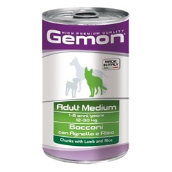 Влажный корм Gemon Dog Medium для собак средних пород, ягненок с рисом, ж/б, 1250 г