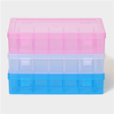 Бокс пластиковый для хранения ниток, 24 ячейки, 28×19,5×6 см, цвет МИКС
