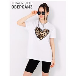 футболка 1ЖДФК4513001; белый / Леопардовое сердце