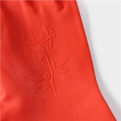 Перчатки хозяйственные латексные Доляна, размер S, длинные манжеты, цвет красный