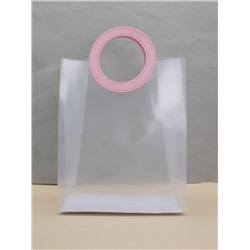 Пакет подарочный (L) "Round handle", pink (32*26*12)