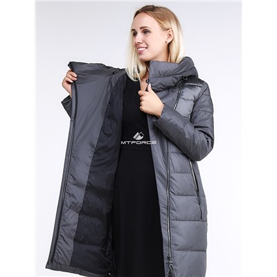 Женская зимняя молодежная куртка стеганная серого цвета 870_11Sr