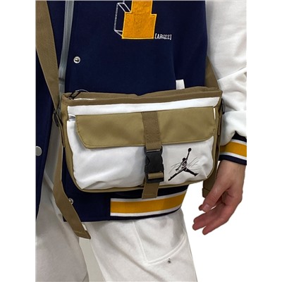 Молодежная универсальная сумка из текстиля, цвет белый с бежевым