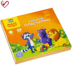 Пластилин со стеком "Приключения Енота" 10 цв. 200 г Мульти-Пульти КП_10208, КП_10208