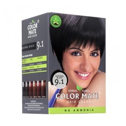 Color Mate Hair Color Natural Black 9.1 no Ammonia (5pcs*15g) / Краска для Волос Цвет Натуральный Черный Тон 9.1 без Аммиака (5шт*15гр)