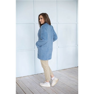 Пальто женское демисезонное 22520  (голубой/тедди)