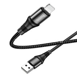 USB кабель для iPhone 5/6/6Plus/7/7Plus 8 pin 1.0м HOCO X50 (черный) 2.4A