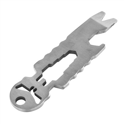 Брелок-мультитул в виде черепа (серебристый) - Включает в себя пять гаечных ключей, открывашку, гвоздодер, приспособление для зачистки проводов. Может носится как в бумажнике, в кармане, так и в качестве брелка для ключей. Недорогой и удобный EDC-инструмент №27