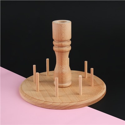 Органайзер-стойка для ниток, деревянная, 8 катушек, h = 13 см, d = 16 см